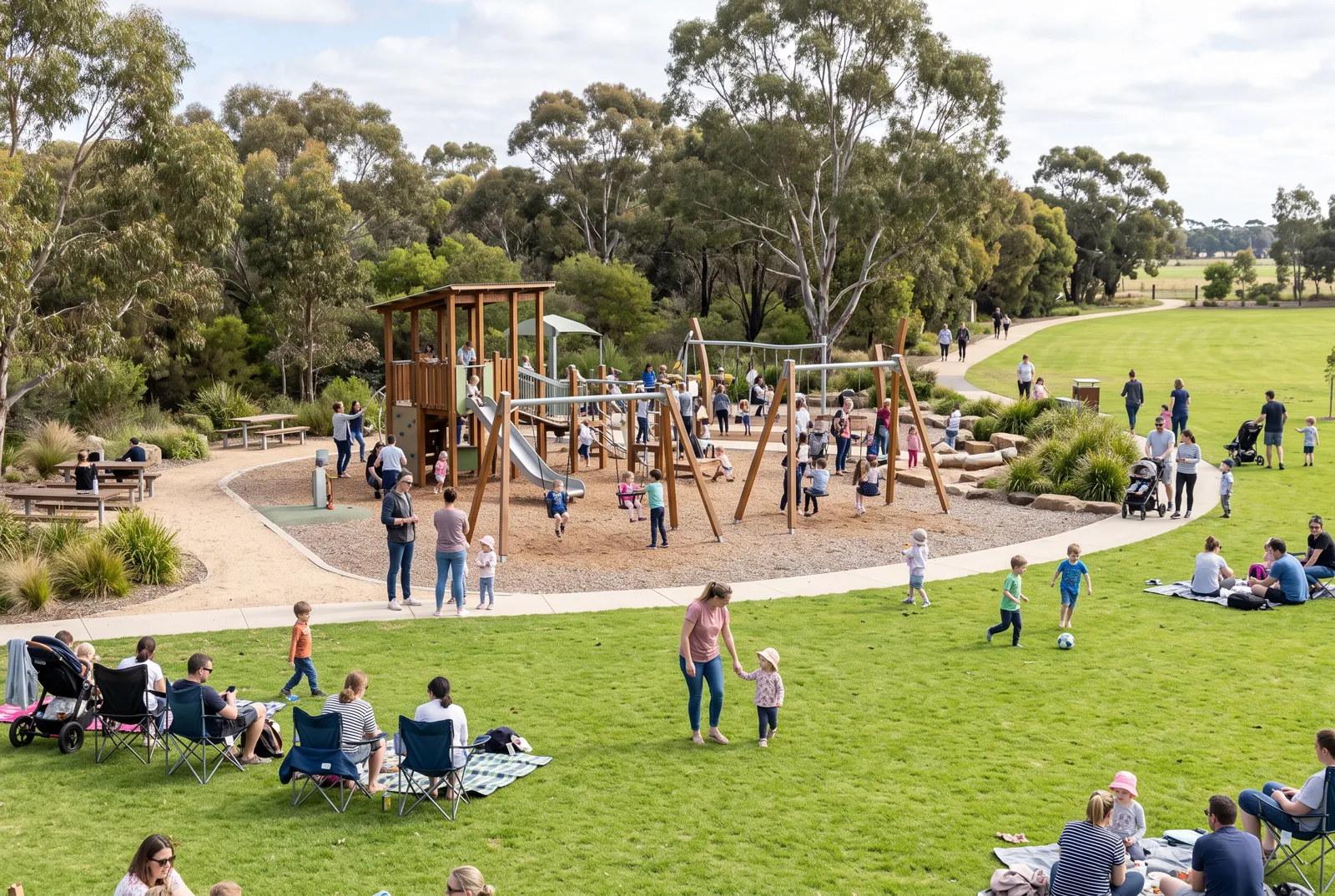 Artist's impression of a neighbourhood playground and community space